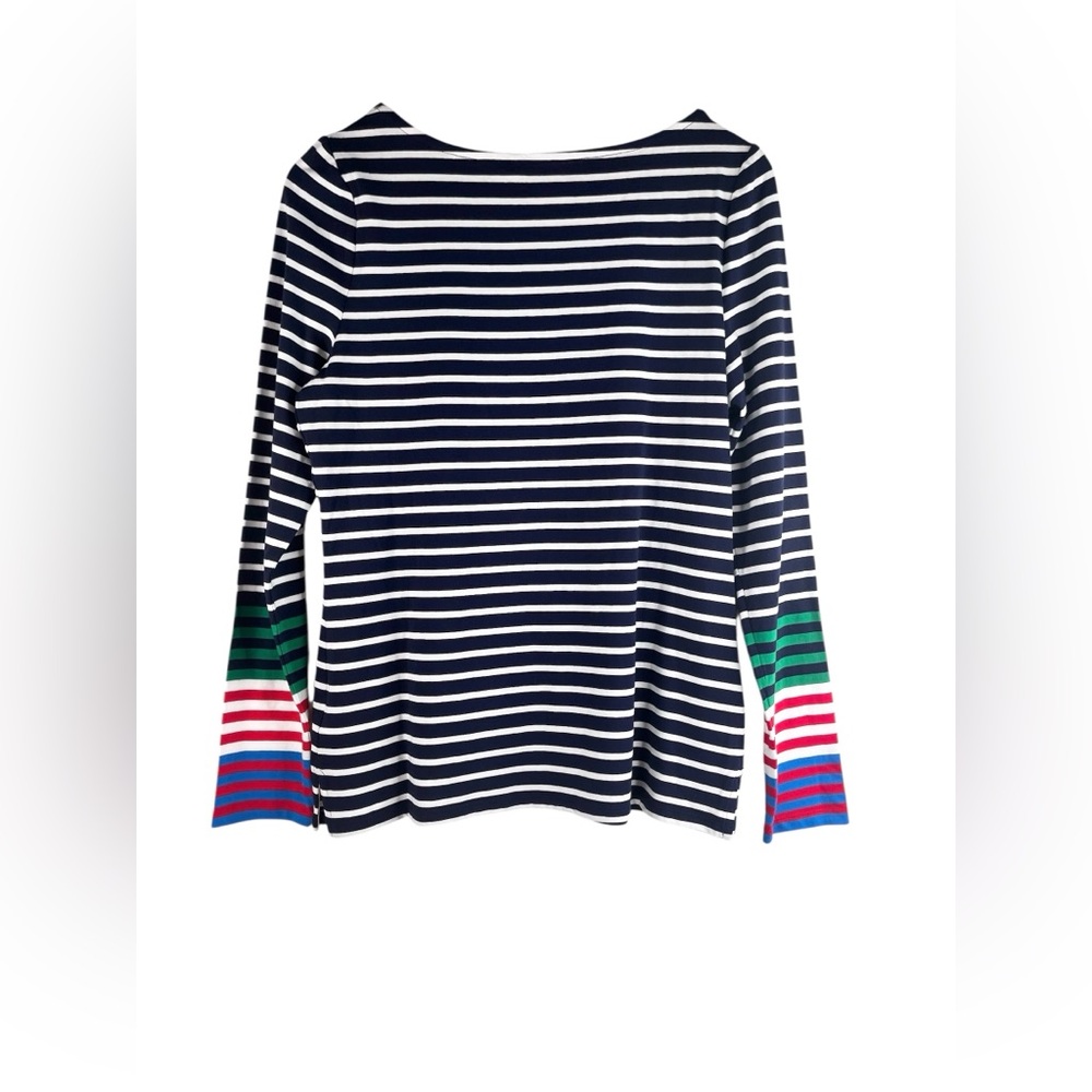 New Boden Ella Long Sleeve Breton Navy Multi Cuff Cotton Size 8 - Picture 2 of 5